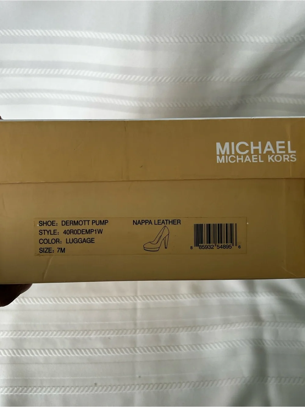Michael Kors Womens 7 Brown Nappa Leather High Heel Pumps Gold Accents In Box